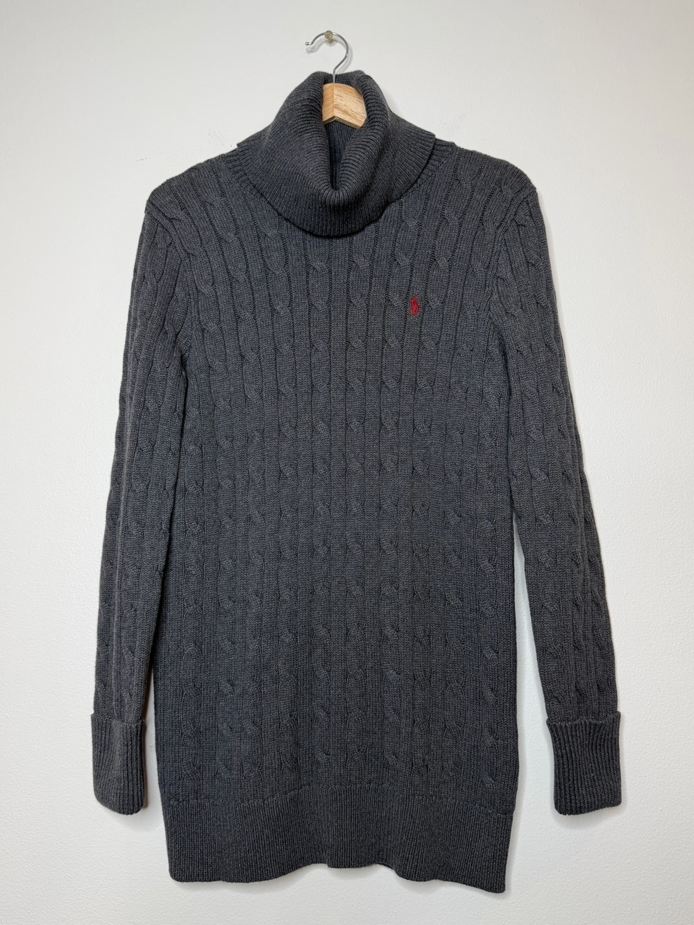 Ralph Lauren Sport 100% Cotton Cable knit Turtleneck Tunic Sweater size medium